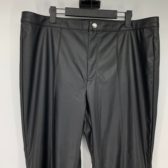 Wild Fable Pants Black Faux Leather Flare High Rise NWT - Picture 3 of 9